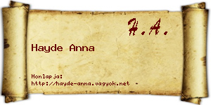 Hayde Anna névjegykártya